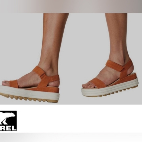 SOREL Cameron Flatform Suede Sports Sandals-Desert Sun & Chalk- Women’s Size 8.5 - Picture 11 of 12